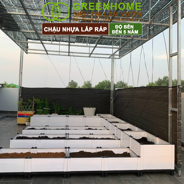 Chậu Trồng Cây Greenhome, Nhựa Nguyên Sinh Lắp Ráp, D40xR40xC22cm, Trồng Hoa Hồng, Rau, Củ, Quả, Độ Bền 5 Năm