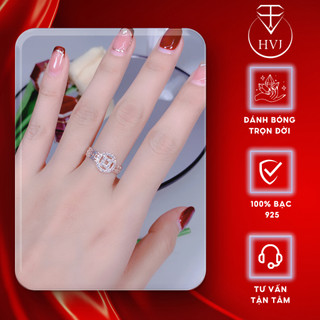 Nhẫn Nữ Bạc 925 HVJ Hình Đồng Xu Viền Đính Đá