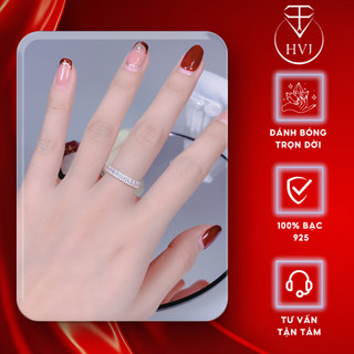 Nhẫn Nữ Bạc 925 HVJ Trơn Đính Đá Xung Quanh