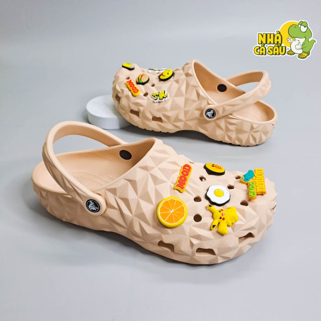 Dép crocs classic geometric nam nữ chính hãng siêu mềm, dép sục crocs sầu riêng unisex hàng A nguyên đôi đẹp