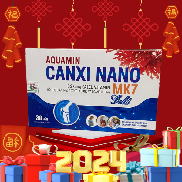 Bổ sung CANXI - AQUAMIN CANXI NANO MK7 GOLD - bổ sung Calci, vitamin hỗ trợ giảm nguy còi xương và loãng xương