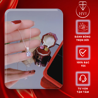 Set Bông Tai và Dây Chuyền Bạc 925 HVJ Đá Tròn Đẹp