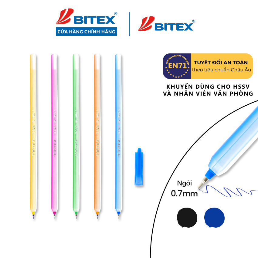 Bút nến Bitex B19 mực xanh nhiều thân màu