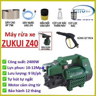 Máy rửa xe gia đình ZUKUI Z40 - 2400W – tặng bình bọt xà bông và nối đồng đầu vào