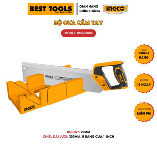 Bộ cưa cầm tay cắt gỗ Ingco HMBS3008 300mm điều chỉnh góc cắt lắp ráp khung cửa, kệ để để đồ trang trí dễ sử dụng