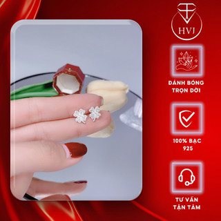 Bông tai Bạc nữ 925 hình nụ đính đá HVJ 10