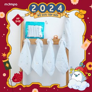 Khăn sữa cho bé Mompa Set 5 chiếc 30x30cm vải Sợi tre Bamboo mềm mịn co