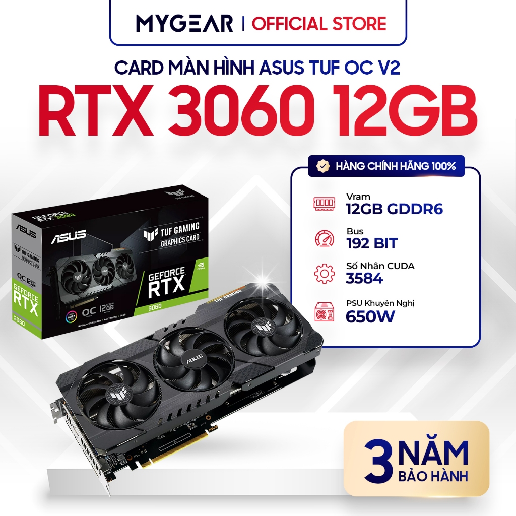 Card màn hình VGA ASUS RTX 3060 [8GB/12GB] Đen/Trắng - Bảo hành chính hãng 36 tháng [NEW] | BigBuy360 - bigbuy360.vn