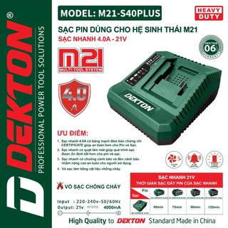 Sạc M21 Dekton Dòng Sạc Cao / Chân Makita Phổ Thông / Dùng Được Cho Nhiều Loại Pi.m Chân Makita OR M21 Dekton