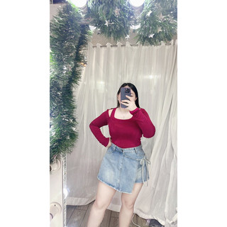 [Bigsize 60-90kg] Áo trễ vai phối cổ 3 lỗ bigsize kèm tag đá