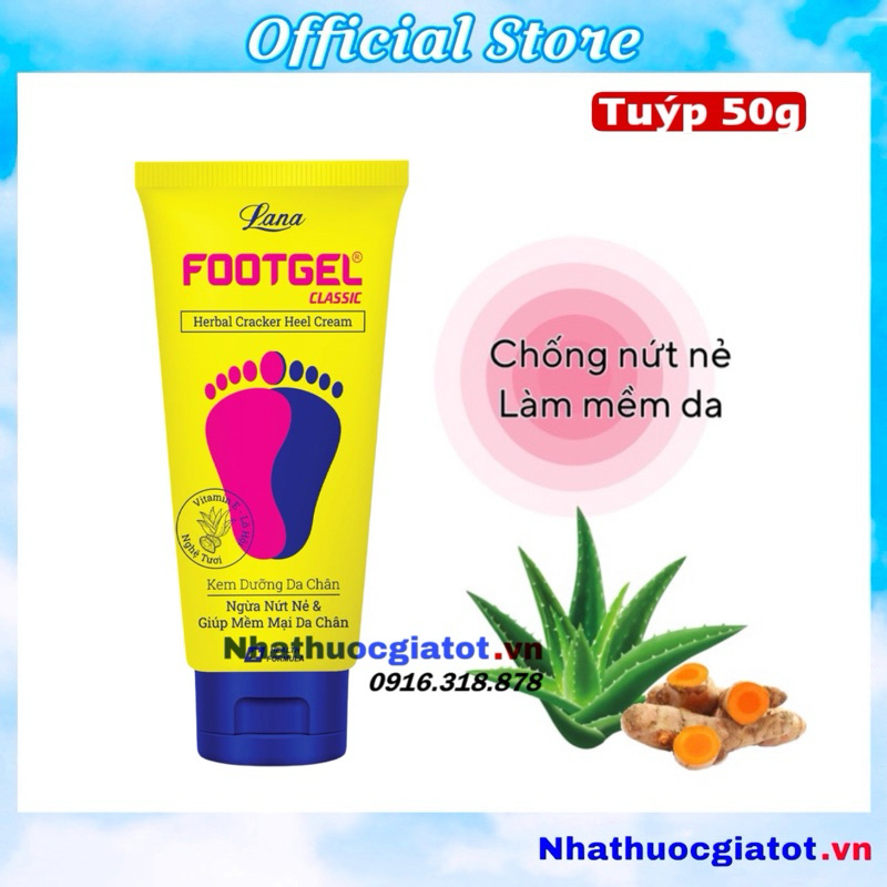 Kem Nứt Gót Chân Footgel Lana Với Chiết Xuất Lô Hội Và Nghệ Tươi - Tuýp 50g