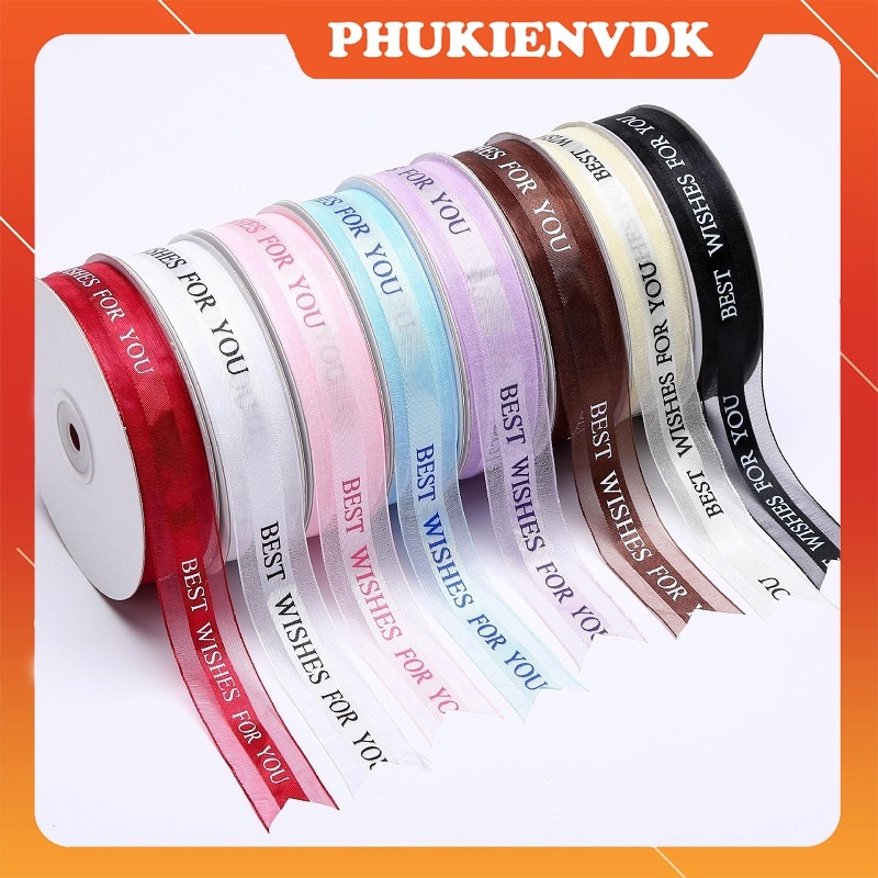 Ruy Băng Lụa Ruy Băng Voan Cuộn Dài 45m Bản Rộng 2.5 cm Thắt Nơ Gói Quà Tặng Gói Hoa