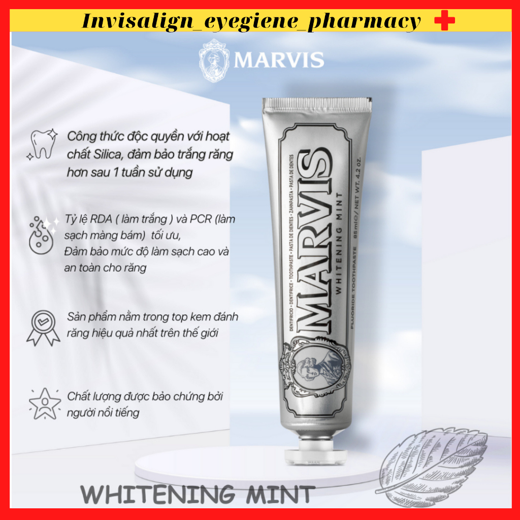 [MARVIS.VN- NHẬP KHẨU] Kem Đánh Răng MARVIS Whitening Mint 85ML