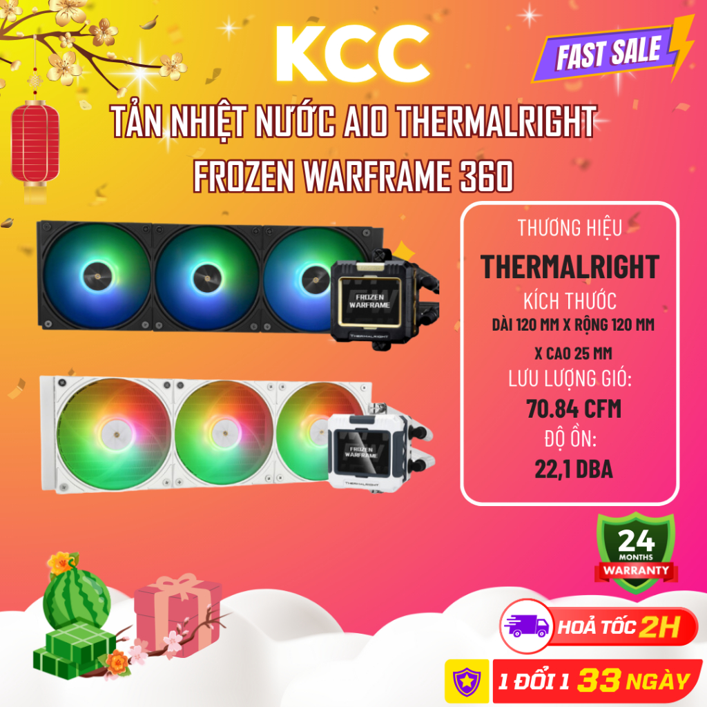 Tản Nhiệt Nước Màn Led AIO Thermalright Frozen Warframe 360 Đen + Trắng ARGB - Bảo Hành 24 Tháng