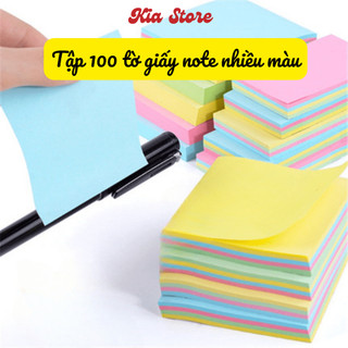 Tập 100 Giấy Note Giấy Ghi Chú Nhiều Màu Thước 7,6x7,6cm Nhỏ Gọn Xinh Xắn Tiện Lợi