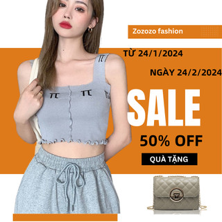 Áo 2 dây croptop bản to dệt kim mỏng in hình pi cá tính Free Size dưới 52kg dành cho nữ