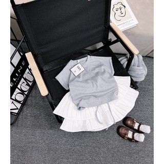 [10-31kg] Set Áo XÁM kèm Chân váy dập ly