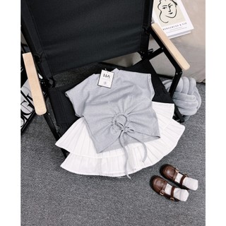 [10-31kg] Set Áo XÁM kèm Chân váy dập ly