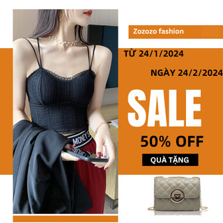 Áo croptop 2 dây ren đan chéo sau lưng có đệm ngực ôm body chất liệu ren cao cấp -ACN27
