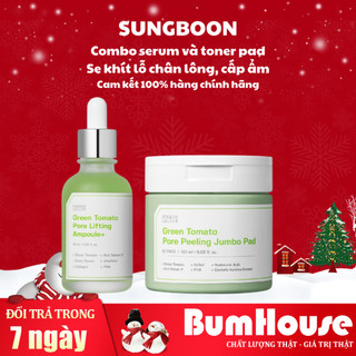 Combo serum cà chua xanh sungboon green tomato 30ml/40ml + toner pad tẩy da chết cà chua xanh