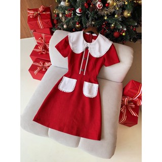 Đầm đỏ phối túi trắng dễ thương SOBIN Big Size, đầm nữ DV151