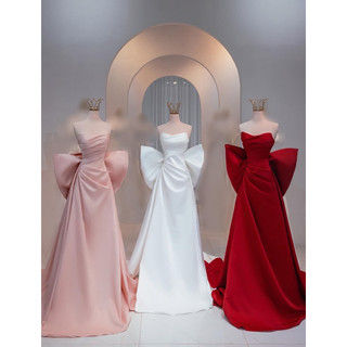 Đầm mặc cưới sang trọng TRIPBLE T DRESS cúp ngực đính nơ lưng - size S/M/L - MS156Y