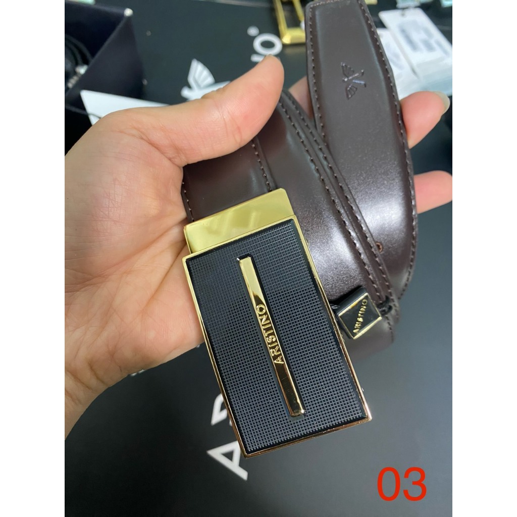 Dây thắt lưng nam ARISTINO thiết kế bản mặt logo nổi bật ,sử dụng da bò cao cấp