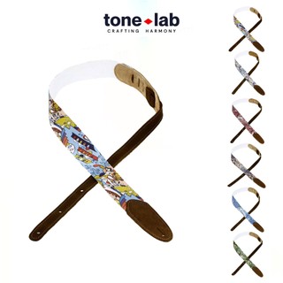 Dây đeo đàn guitar strap LM Products Woodstock vải cotton & da bò