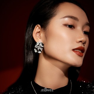 Bông tai nữ bản to hình chữ nhật Messy Jesmee thiết kế độc lạ cá tính  - E6580