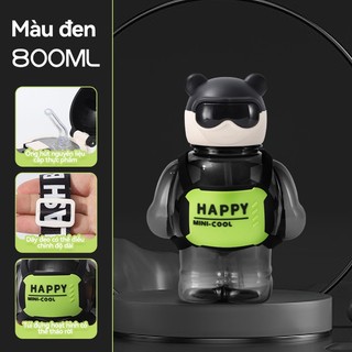 Bình nước nhựa  480ml/700ml Chai nước chai cầm tay bằng nhựa với ống hút gấp