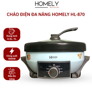 Chảo điện đa năng Homely HL-870, dung tích 4.5L-7L, công suất 1800W, bảo hành 12 tháng