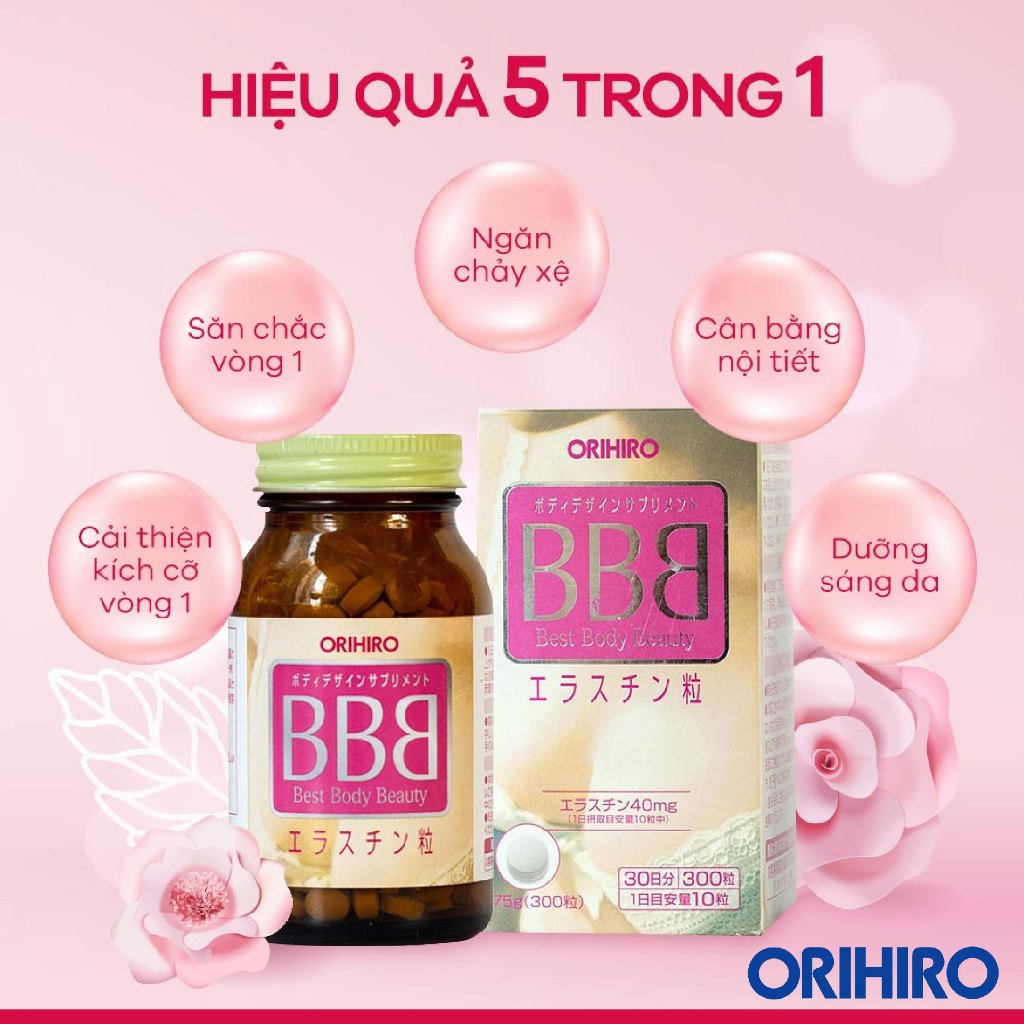 Viên uống Orihiro BBB Best Beauty Body mẫu mới 330 viên tăng kích thước và