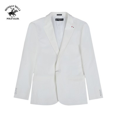 Beverly Hills Polo Club-Áo Blazer 2 Lớp Nam Slim Fit Trắng Trơn-BZMSLS23V007