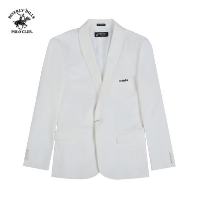 Beverly Hills Polo Club-Áo Blazer 2 Lớp Nam Slim Fit Trắng Trơn-BZMSLS23V003