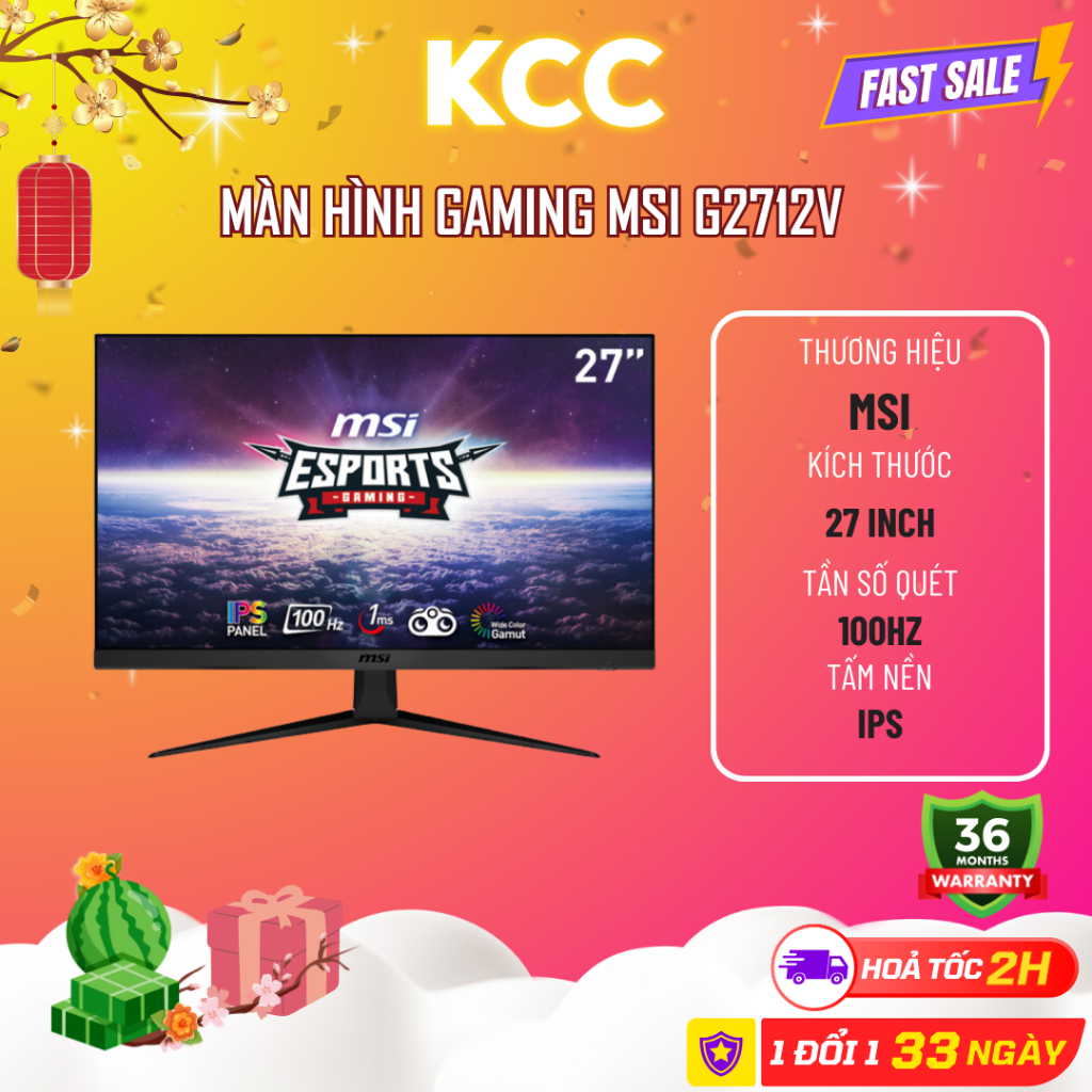 Màn hình Gaming MSI G2712V ( 27 inch, Full HD, IPS, 100Hz, 1ms, phẳng ) - Bảo Hành 36 Tháng