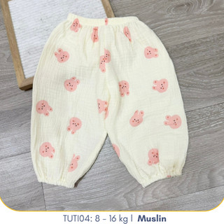 Quần Bom Dáng Dài Chống Muỗi Cho Bé, Quần Xô Muslin Chống Muỗi Họa Tiết Hoa Nhí TuTi TuTi Baby Cho Bé Từ 8-16 Kg TUTI04