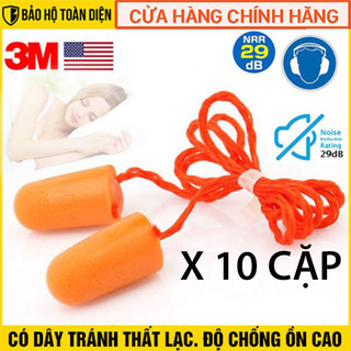 Nút tai chống ồn 3m 1110 'có dây' _ dạng bọt xốp có dây giảm tiếng ồn 37 db