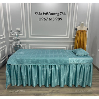 Ga giường spa trần bông vải nhung lụa cao cấp, drap giường spa nail mi