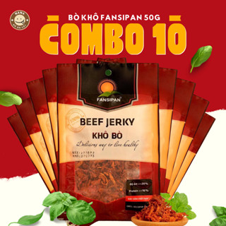 [Combo 10 Gói] Khô Bò Sợi 50g Fansipan An Toàn Vệ Sinh Thực Phẩm, Ăn Vặt Nana