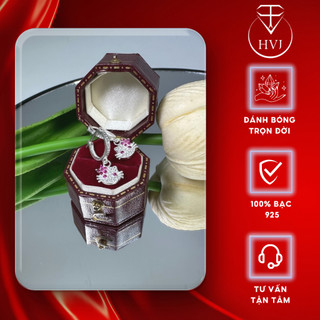 Bông tai cho bé gái Bạc 925 Mèo Kitty đính đá HVJ 18