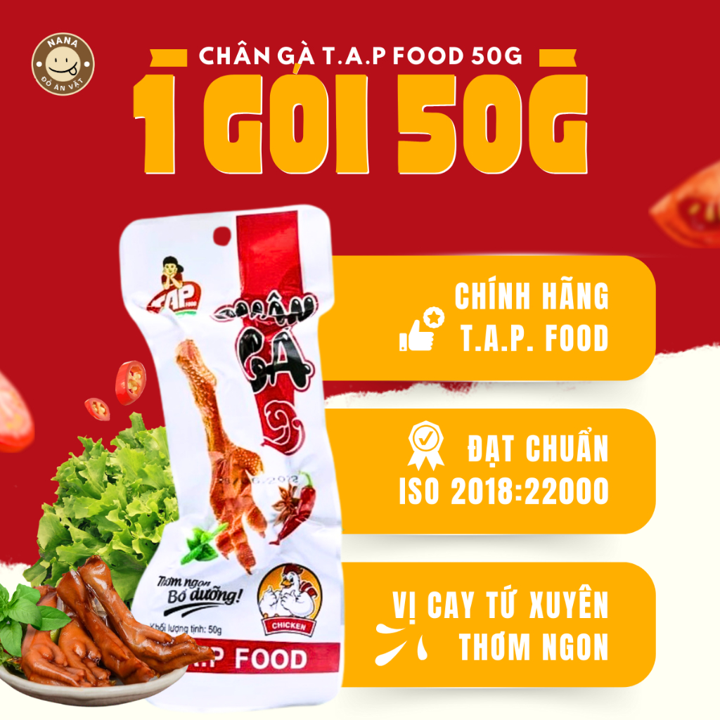 Chân Gà T.A.P 50g Giòn Dai Thơm Ngon Đảm Bảo An Toàn Vệ Sinh, T.A.P Food, Ăn Vặt Nana
