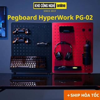 Bảng treo đồ Pegboard HyperWork Aster PG02 (Bảng kim loại, sơn tĩnh điện cao cấp, chân kẹp bàn, 14 phụ kiện đi kèm)