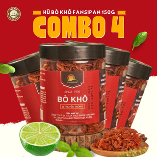  Combo 4 Hũ Khô Bò Sợi 150g Fansipan Vị Truyền Thống Cay Ngon Đảm Bảo An Toàn Vệ Sinh 