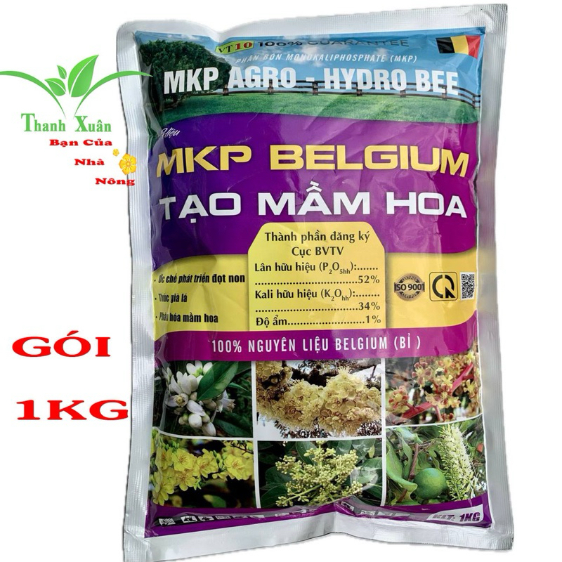 MKP 0-52-34 ( Bỉ ) Thúc Già Lá - Phân Hoá Mầm Hoa Gói 1kg