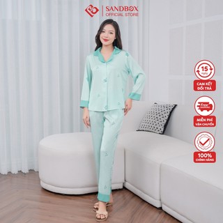 Đồ Bộ Nữ, Bộ Ngủ Pijama SANDBOX Dài Tay Quần Dài Chất Lụa Satin Cao Cấp, Họa Tiết Thanh Nhã (2