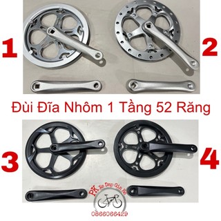 Bộ đùi đĩa nhôm 1 tầng 52 răng cho xe đạp thể thao, đùi đĩa xe đạp thể thao, xe đạp fixed gear 1 tầng 52 răng