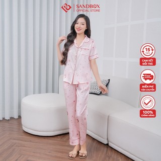 Bộ Pijama Mặc Nhà SANDBOX Chất Liệu Lụa Satin Cao Cấp, Thiết Kế Tinh Tế, Đơn Giản (BPC23012-2
