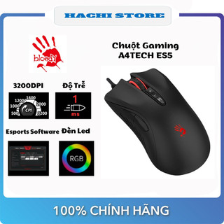 Chuột chơi game esports a4tech bloody es5/ 3200dpi 5 cấp/ led rgb 16 triệu màu/ 1ms/ phần mềm esports - hàng chính hãng