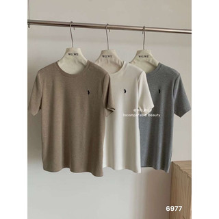 Áo thun cổ tròn mặt lông thêu ngựa - 6977 wg-we