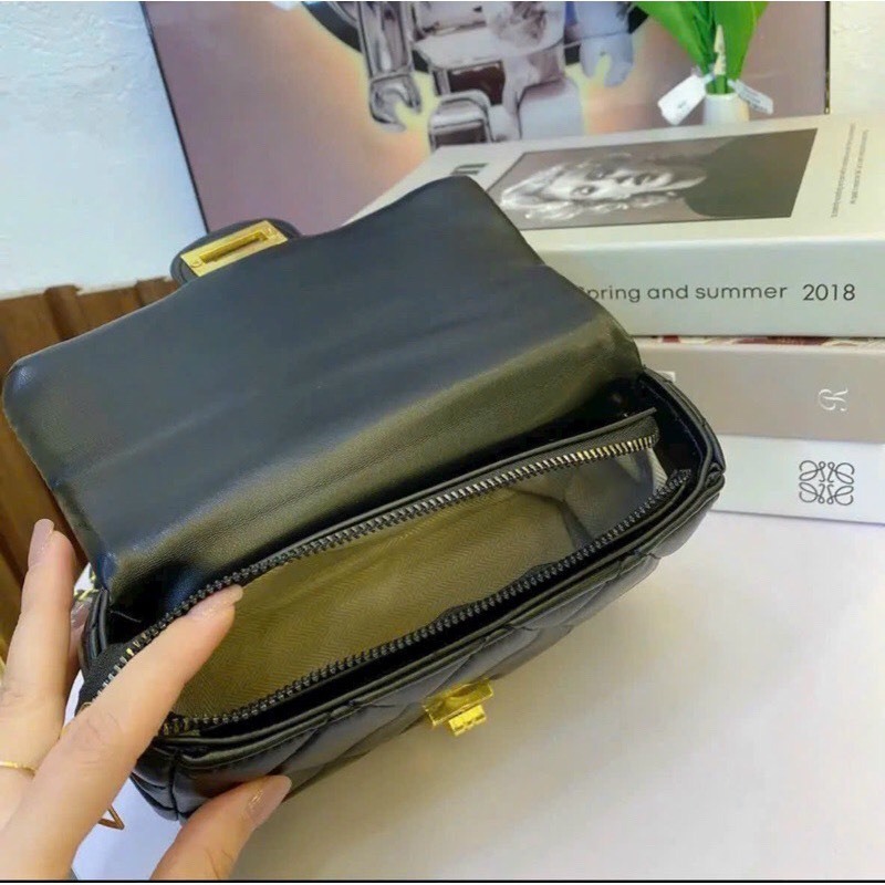 Túi xách nữ đẹp phối xích hoá trà chần chỉ da mềm sáng chảnh_ TDC298